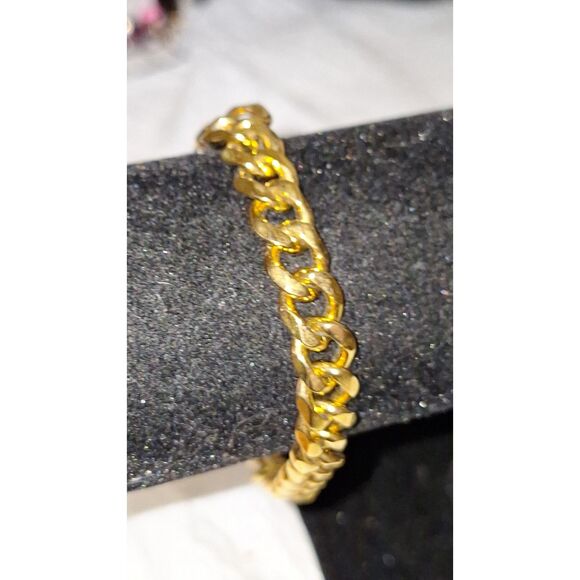 A Gold Tone Stainless Steel Unisex Chain Bracelet Chunky Cuban Link Gift - Picture 3 of 7